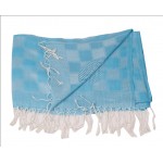 Silk Pashmina Stole / Scarf in Sky Blue Color in Floral Design Size 70*30